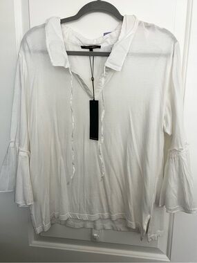 NWT Kobi Halperin Cala Top Solid White Trumpet Bell Sleeves